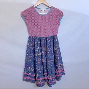 Matilda Jane Pink & Purple Cap Sleeve Full Skirt Floral & Science Dress